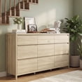 thumbnail image 2 of 9 Drawer Dresser for Bedroom, 63" Wide Wooden Closet Dresser with Smooth Drawer, Large Dressers & Chests of Drawers for Bedroom Living Room, Oak Dresser, 2 of 8