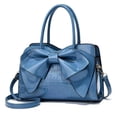 thumbnail image 4 of Red Bucket Tote with Candy-Colored Bow Accent - Stone-Grained PU Leather Handbag, Versatile Shoulder/Crossbody/Handheld Design, 30*13*20cm, Zipper Closure, Inner Zipper Hidden Pocket, Mobile Phone, 4 of 7