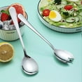 thumbnail image 3 of Duslogis Salad Servers Salad Spoons and Fork Set Stainless Steel Serving Utensils for Salad Gravies or Pasta Silver, 3 of 7
