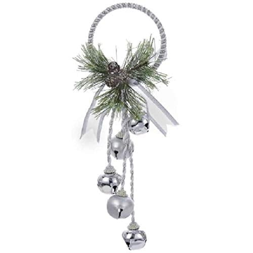 Colgador de puerta Kurt S. Adler plateado y blanco, 33 cm