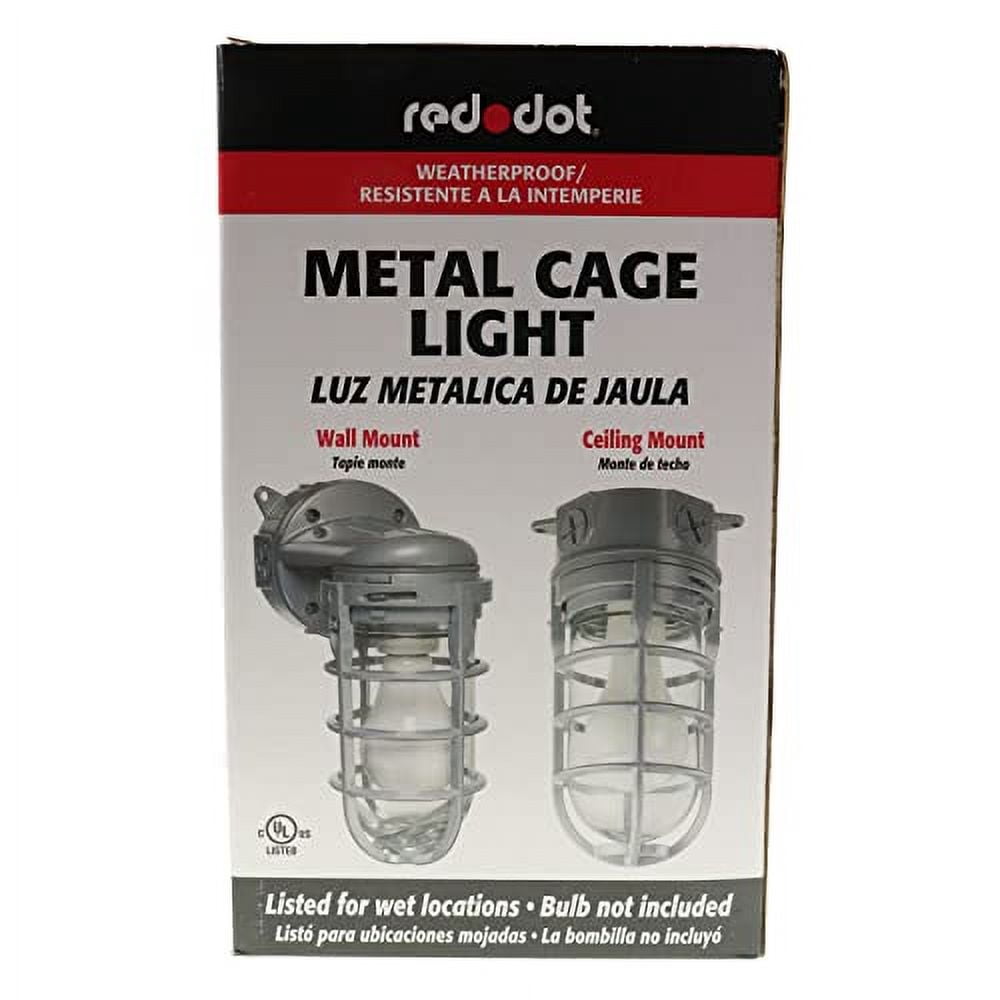 Red Dot 150-Watt Ceiling Mount Metal Cage Globe Light