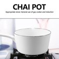 thumbnail image 4 of 1.3L Japanese Style White Ceramics Milk Pot Kitchen Cooking Pan Stewpan Saucepan with Long Handle for One People, 4 of 8