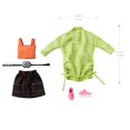 thumbnail image 3 of Barbie Fashions 2-Pack Clothing Set, 2 Outfits Doll Includes Green Sweatshirt Dress, Orange Sleeveless Top & Black Skirt & 2 Accessories, Gift for Kids 3 to 8 Years Old Barbie -, 3 of 4