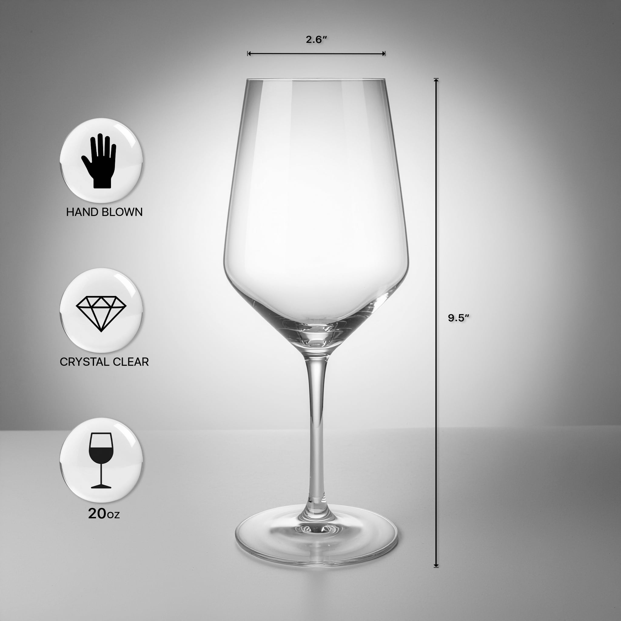 K&K Home Large Red Wine Glasses – Set of 4, 20 oz Modern Bowl – Elegant Clear Glass Wine Glasses for Red, White, Rosé, or Sangria – Durable, Lead-Free Glassware for Parties, Dinners & Gifts