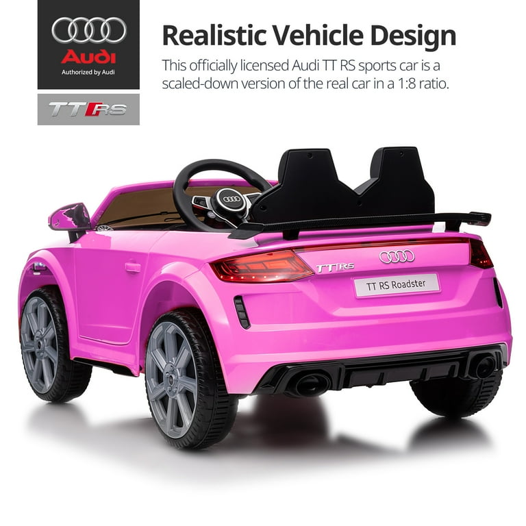 Hikiddo Electric Ride on Car for Kids Licensed Audi 12V 7Ah Kids Ride on Toy for Toddlers 2 5 Girl with Remote Bluetooth Pink