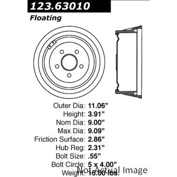 Centric Parts Brake Drum P/N:123.63010