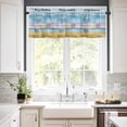 thumbnail image 3 of Merry Christmas Kitchen Curtains and Valances Set, Washing Machine Clothes Blue Yellow Woodcuts Rod Pocket Window Valance Window Curtain Panels for Living Room Bedroom Laundry, 27.5x24in, 3 Pieces, 3 of 7