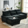 thumbnail image 3 of Newest 99'' Sectional Cloud Deep Seat Couch, Modern Comfy Chenille L Shaped Sectional Sofa for Living Room Set, Upholstered 4-Seats Sofa Couch with Movable Ottoman, Black, 3 of 9