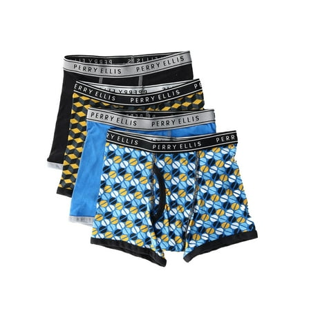 Perry Ellis Boys Underwear, 4 Pack Cotton Boxer Brief (Little Boys & Big