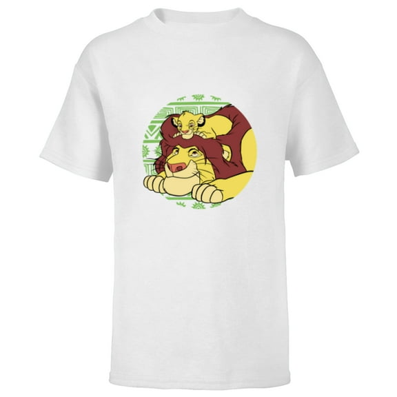 Disney The Lion King 30th Anniversary Mufasa & Simba Retro - Short Sleeve T-Shirt for Kids - Customized-White