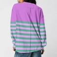 thumbnail image 4 of tklpehg Casual Long Sleeve Shirts for Women 2025 Fall Fashion Lightweight Round Neck Pullover Tops Striped Patchwork Casual Graphic Tee Blouses(V02_ Purple,L), 4 of 6