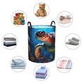 thumbnail image 4 of Balery Ice Blue Ocean Sea Turtle Cesta de ropa redonda con asas, impermeable, independiente, para ropa, juguetes, dormitorio y familia-Small, 4 of 6