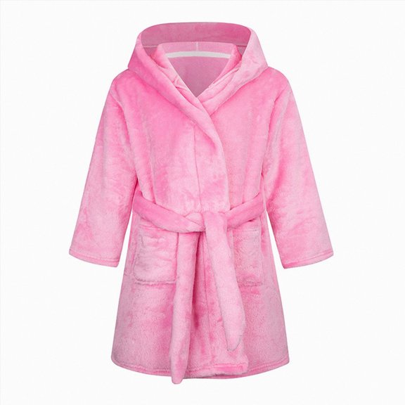 Linfrsh Toddler Girls Boys Sleepwear Kids Baby Cartoon Bathrobes Hooded Warm Flannel Night Robe Pajamas Cute Child Home Wear for 2-12 Years,Size 9-10 Years
