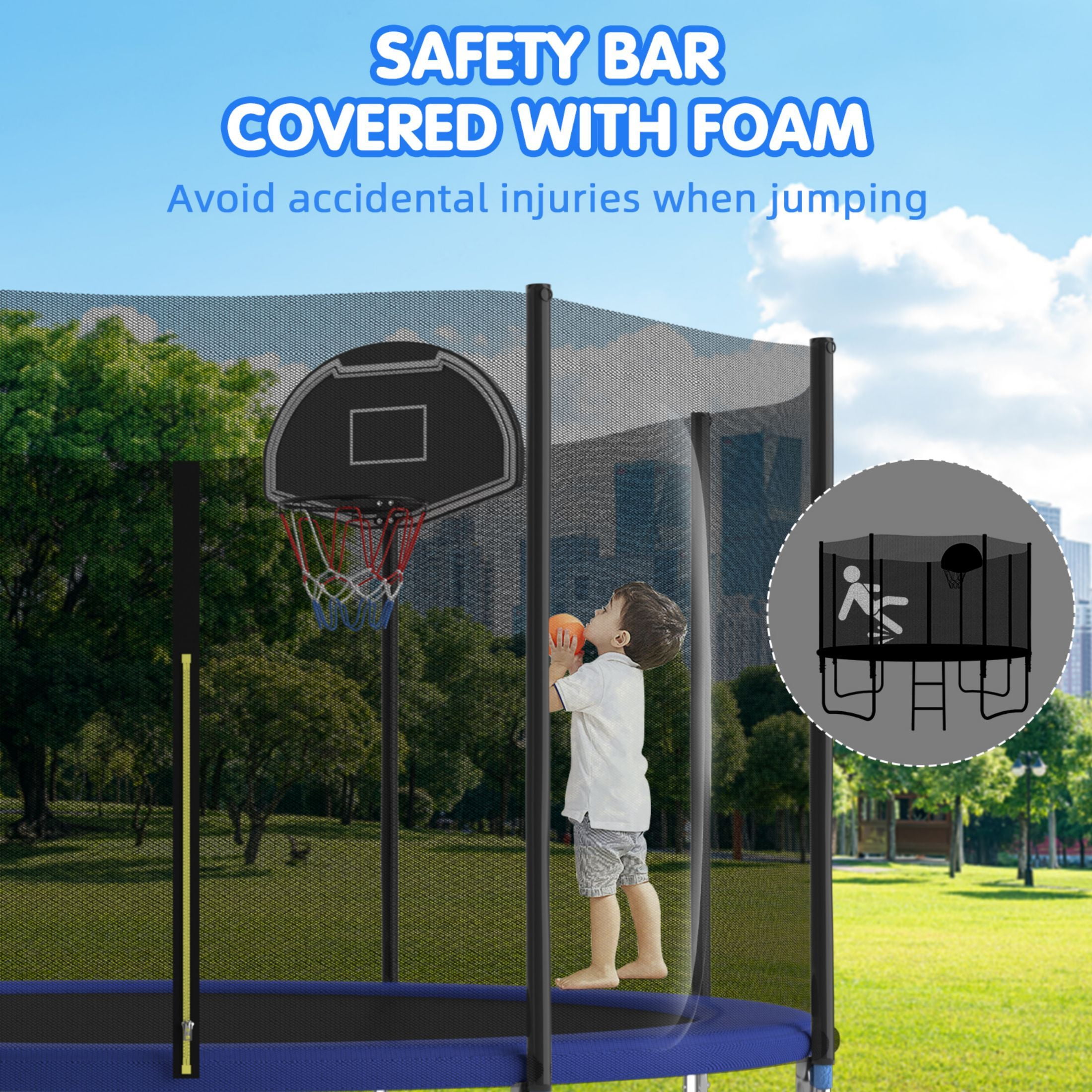 HEVAOTRY 10FT Trampoline for Kids, Recreational Trampoline for Adults, Large Capacity Fitness Trampoline with Basketball Hoop