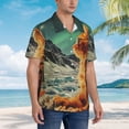 thumbnail image 2 of KLL Men's Hawaiian Shirt Short Sleeve Button Down Beach Shirts-Space Adventurer Cat, 2 of 5