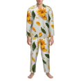 thumbnail image 3 of Naloa Sunny Yellow SunFlower Men’s Pajamas Set - Long Sleeve Button Down Sleep Shirt and Pajama Bottoms Sleepwear Set-Large, 3 of 7