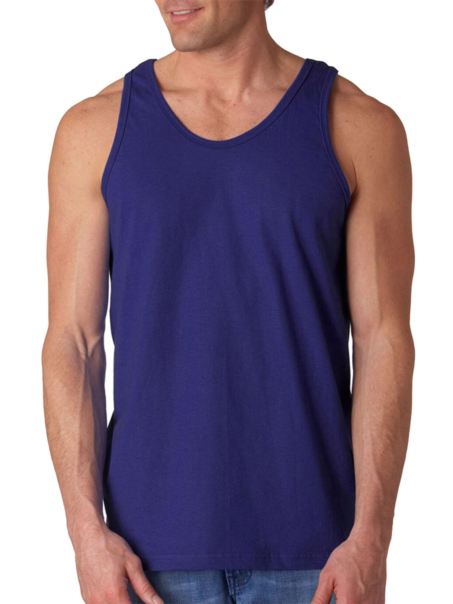 Gildan Mens Classic Banded ScoopNeck Bottom Hem Tank Top, Purple, 2X
