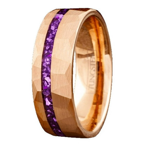 Tungsten Rings for Men Wedding Bands for Him Womens Wedding Bands for Her 8mm Purple Amethyst
