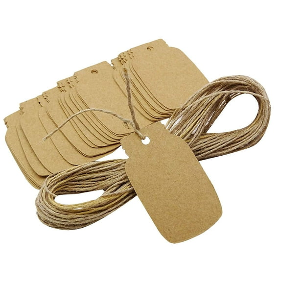 500 PCS Mason Jar Shape Kraft Paper Tags Wedding Favor Blank Hang Tag with Free Natural Jute Twine