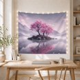 thumbnail image 5 of Rocky Island with Pink Blossom Trees in Calm Water, Serene Japanese Inspired for Nature Lovers, Sakura Landscape Wall Art, Housewarming Gift Tapestry Wall Hanging for Bedroom and Living Room, 5 of 7