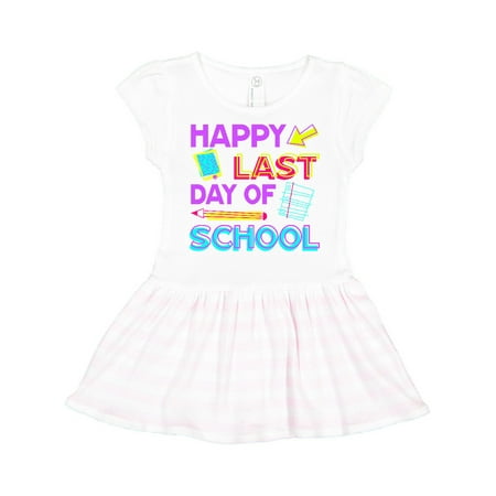 

Inktastic Happy Last Day of School retro school supplies Gift Toddler Girl Dress