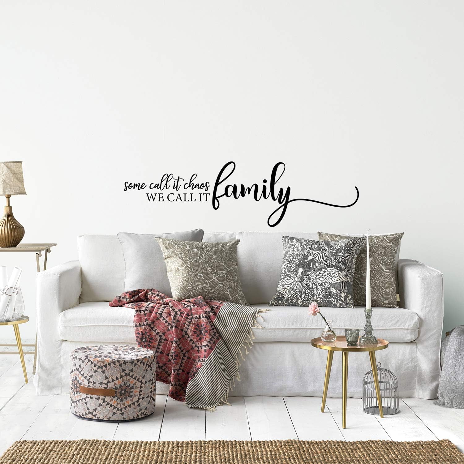 QTH Large Family Wall Decals for Living Room Decor Family Wall Decor Wall Stickers Decorations Home Art Bedroom Love Decals Quotes Word (Some Call It Chaos We Call It Family)