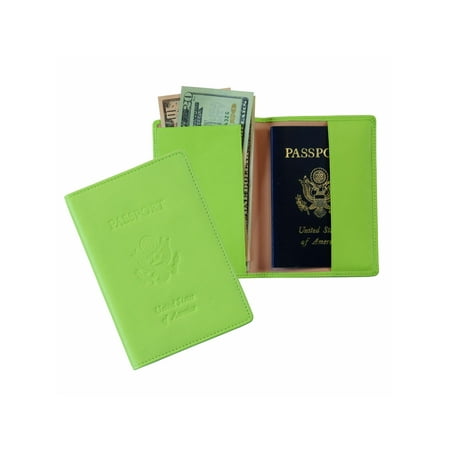 Royce Leather Passport Holder and Travel Document Organizer in Leather, Light Green 3, One Size