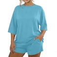 thumbnail image 2 of NominalSnug Womens Pajamas Sets Oversized Short Sleeve Top Elastic Waisted Shorts with Pockets Mathing Lounge Sets, 2 of 6