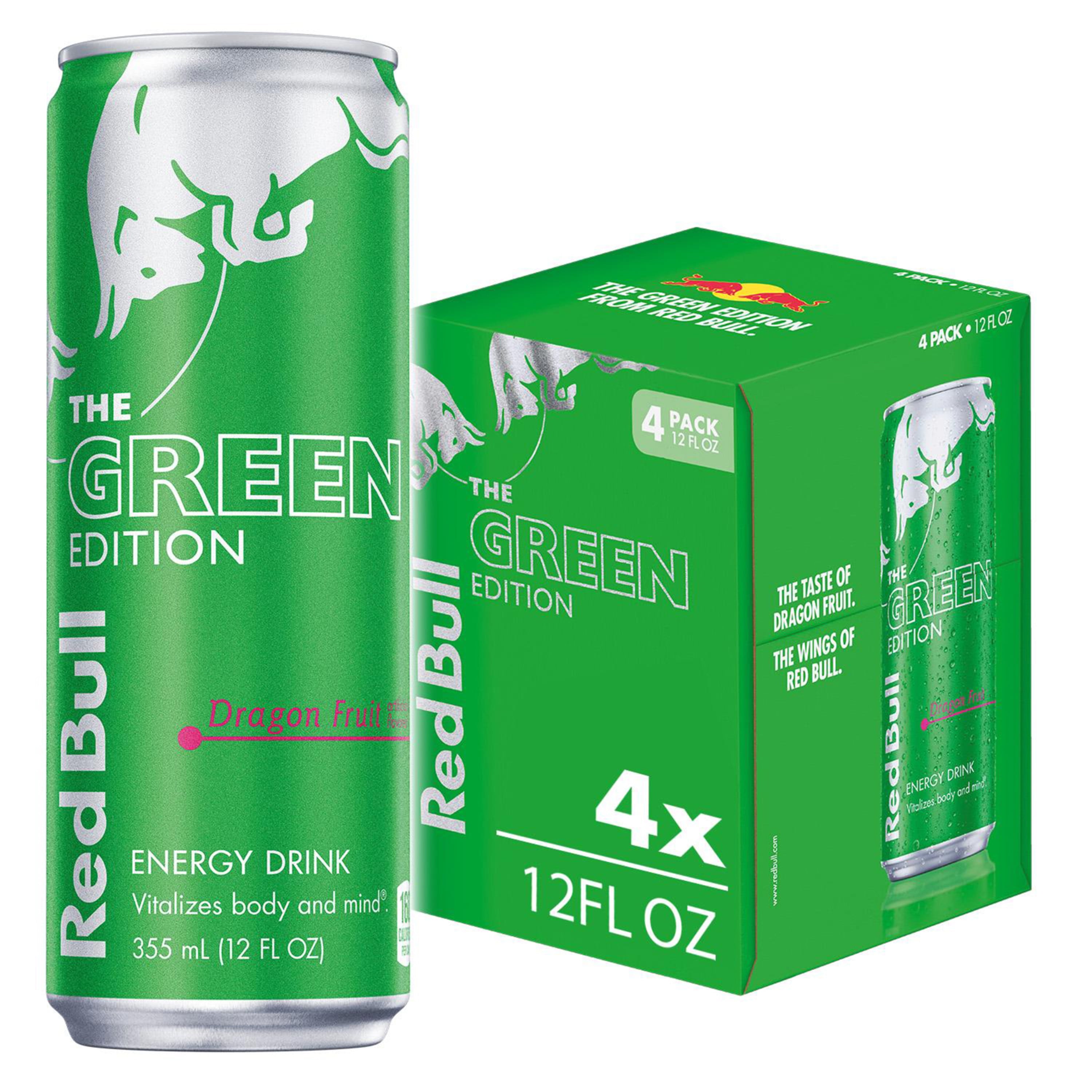 Red Bull Energy Drink, The Green Edition, Dragon Fruit, 12 Fl Oz (4 pack)