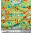 thumbnail image 1 of Soimoi Green Rayon Fabric Moroccan Damask Print Fabric by Yard 56 Inch Wide, 1 of 3