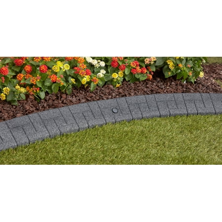 GroundSmart Curb Landscape Edging, 4' Gray Rubber Garden Edging Border, 32 pack