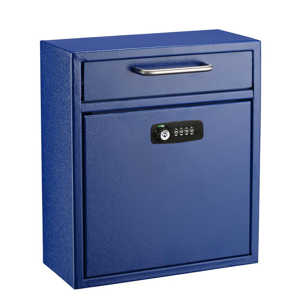 AdirOffice Blue Key Combination Lock Medium Mail Security Drop Box