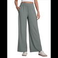 thumbnail image 1 of Pantalones Deportivos Casuales, Cómodos, de Cintura Alta y Pierna para Mujer, con Bolsillos y Sueltos. Verde Pavo Real L, 1 of 6