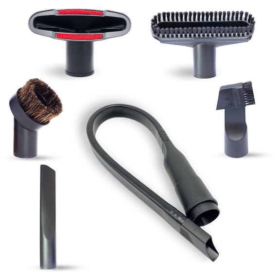 7PCS Universal 1.25 Inch Vacuum Brush Attachment Kit Compatible with All Vacuums Using 1-1/4'' Accessories - 32mm Shop Vac Accessories: Horse Hair Dust Brush, Flexible Crevice Tool & more