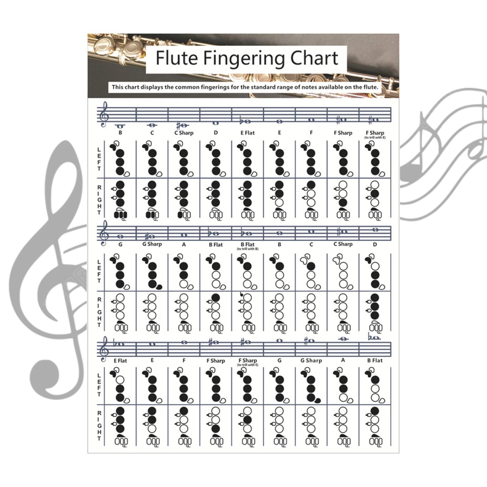 Useful Flute Fingering Chart Poster Practical Instrument ...