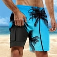 thumbnail image 2 of YAYUBA Men Swim Trunks Stretchy Quick Dry Elastic Waist Drawstring Bathing Suit Compression Liner Comfy Summer Beach Bathing Suit Beach Board Shorts,XXXXXL,6-Sky Blue, 2 of 4