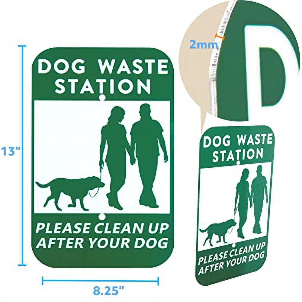 Aluminum Outdoor Dog Bag Dispenser with Pick Up After Your Dog Sign - Wall Mounted Dog Bag Dispenser - Outdoor Poop Bag Dispenser for Dog Waste - Includes Please Clean Up After Your Dog Sign