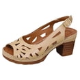 thumbnail image 4 of Rokment Womens Platform Heeled Dress Sandals for Ladies 2026 Summer Fashion Casual Geometic Hollow out Peep Open Toe Chunky Block High Heels Slingback Dressy Pumps Khaki Size 9.5, 4 of 5