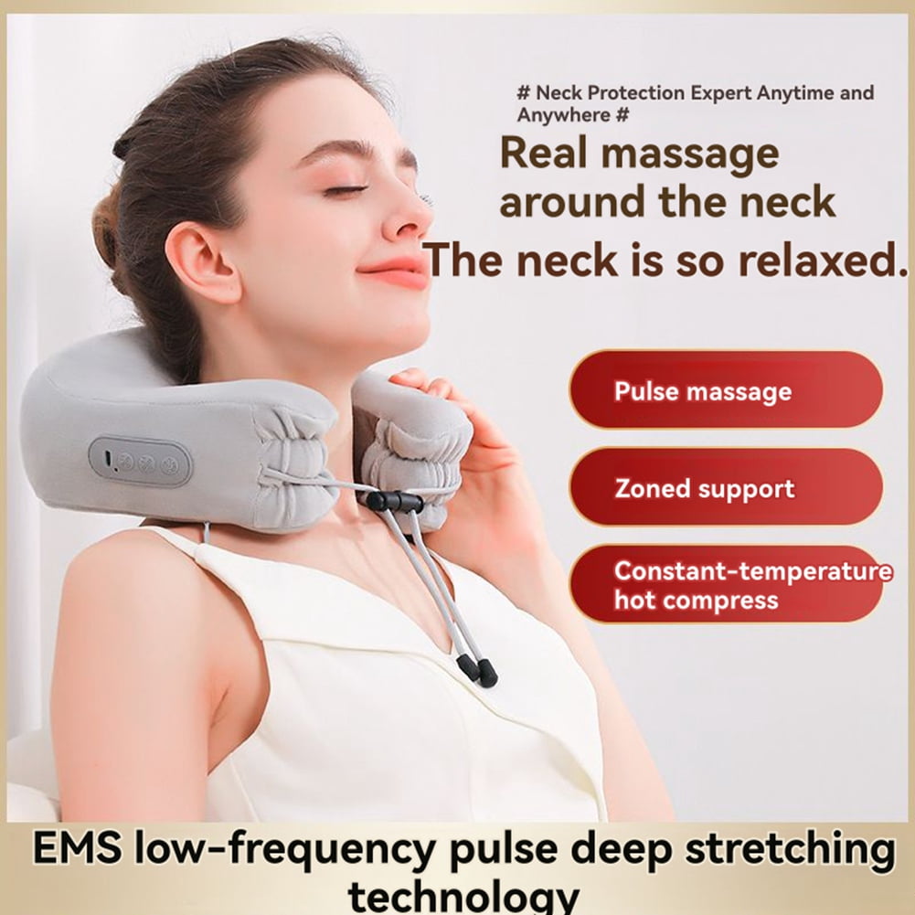 U-Shaped Cervical Massage Pillow EMS Pulse Remote Control Heating Neck Electric Massager Home  Gift