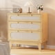 thumbnail image 3 of 3-cajón wood cómoda para dormitorio: rattan chest of cajón, nightstand para sala de estar, entrada, y hallway (31.5 l x 15.7 in w x 31.2 in h, light oak), 3 of 7