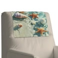 thumbnail image 4 of COEQINE PU Leather Recliner Headrest Protector Furniture Slipcover Anti-Slip Head Rest Covers with Adhesive Backed Hook and Loop Straps for Coastal Decor, 17x27 Inch, Starfish Conch Beach, 2 Pieces, 4 of 7