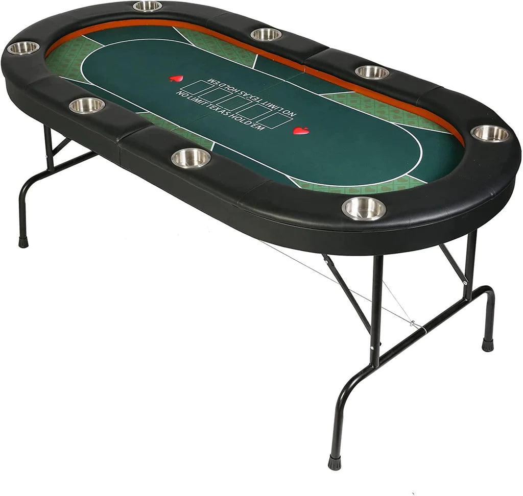 Foldable Poker Table, 8 Players Texas Holdem Poker Table, Casino Table