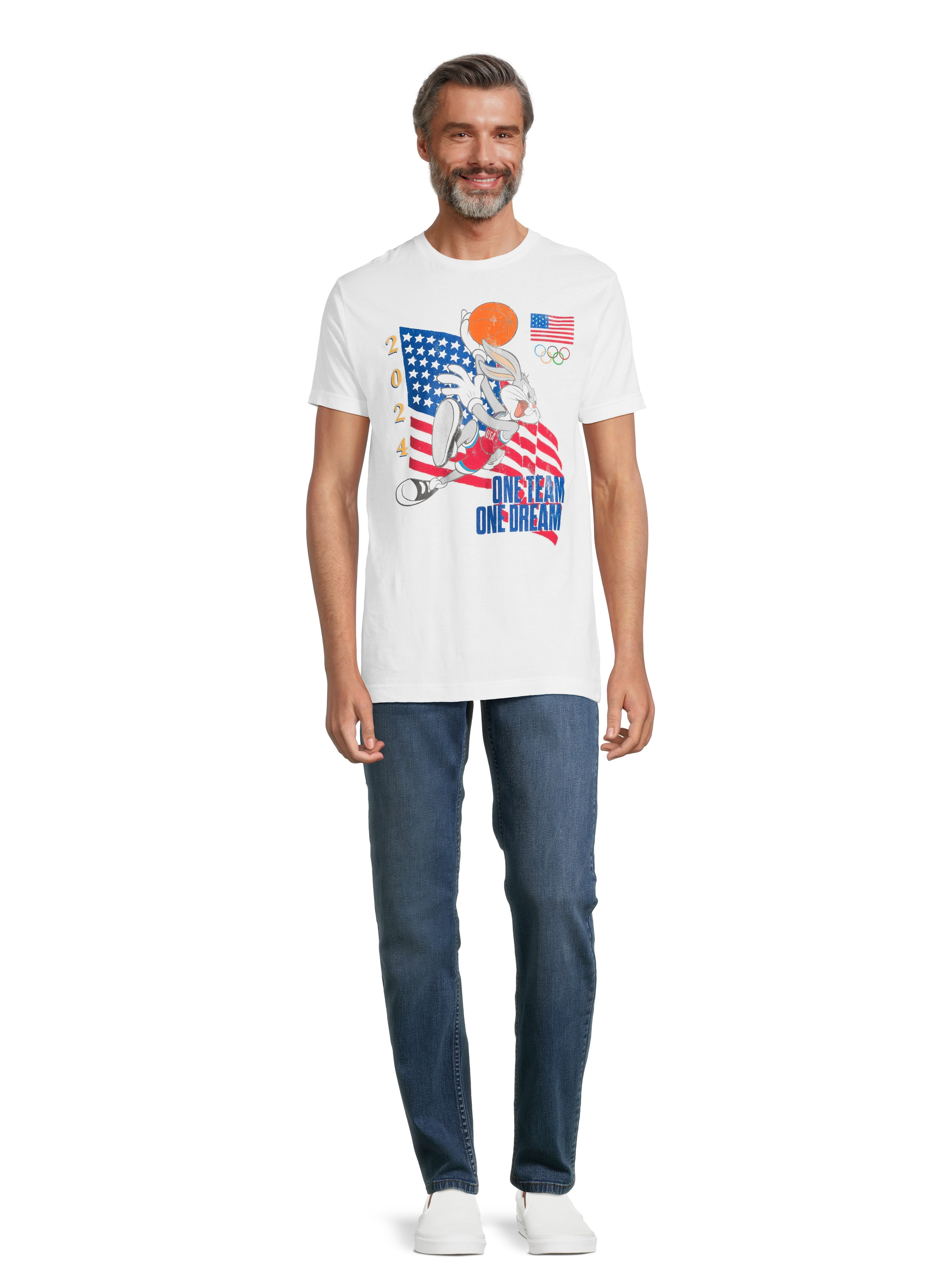 Looney Tunes x Team USA Men's & Big Men's Bugs Bunny Graphic Tee Shirt, Sizes S-3XL