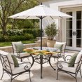 thumbnail image 2 of Round Outdoor Tablecloth with Umbrella Hole and Zipper, Sunflower Bee Tablecloth with Elastic Waterproof, Grey Buffalo Checkered Botanical Floral Patio Table Covers for 31" - 35" Picnic Pool Tables, 2 of 9