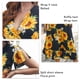 thumbnail image 4 of Vestido cruzado con cuello en V y manga corta con estampado floral, vestido elegante con cinturón y dobladillo con volantes para fiesta en la playa, girasol en negro S, 4 of 5