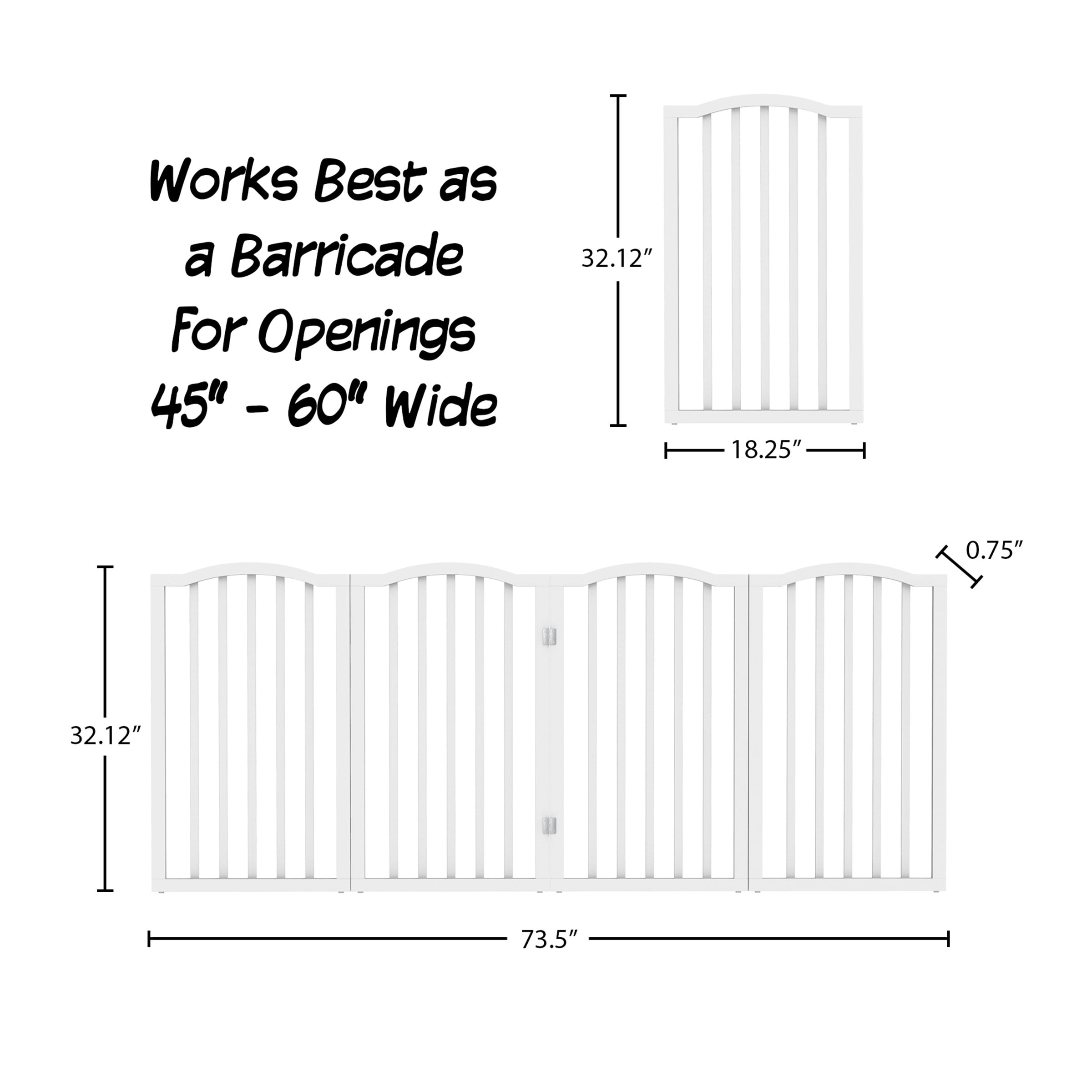 PETMAKER 4-Panel Indoor Foldable Pet Gate for Stairs or Doorways (White)