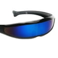 thumbnail image 4 of Gafas de Visera Sunnimix de Lente Estrecha Futurista Marco Negro Blanco Espejo azul 2 uds, 4 of 8