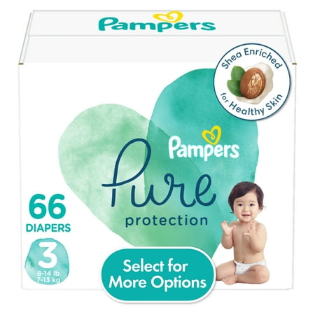 Pampers Pure Diapers Size 3, 66 Count (Select for More Options)
