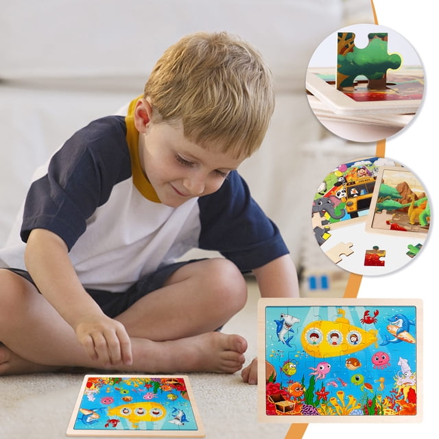 Fiudx Ofertas flash Artículos en oferta Rompecabezas de madera de 24 piezas para niños, juguetes educativos de educación temprana