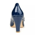 thumbnail image 4 of YDN Women Cute Round Toe Mary Janes Double Buckle Strap Mid Chunky Heels Comfortable Dressy Work Pumps Size 10.5 Navy, 4 of 4